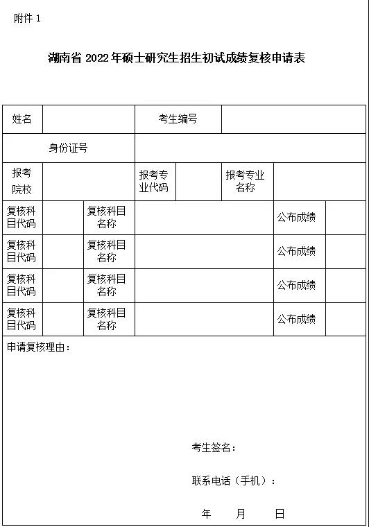 湖南省教育考试院关于2022年全国硕士研究生招生考试考生申请成绩复核有关事项的公告